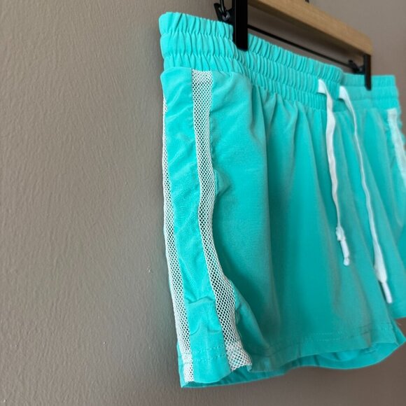 Women's L Fabletics Pamela Running Shorts Teal Performance Athletic - Picture 6 of 12